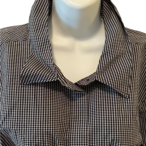 Lane Bryant Small Check Tunic Blouse Sz 22/2X Belted Long Sleeve Black White - Picture 3 of 7